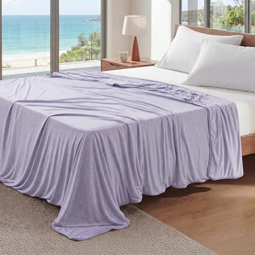 Image of Bedsure Lavender Cooling Blanket King Size for Hot Sleepers - Summer Cold Blanket for King Size Bed with Rayon Derived from Bamboo, Ice Cool Cold Arc-Chill Thin Summer Bedding Essentials, 108x90