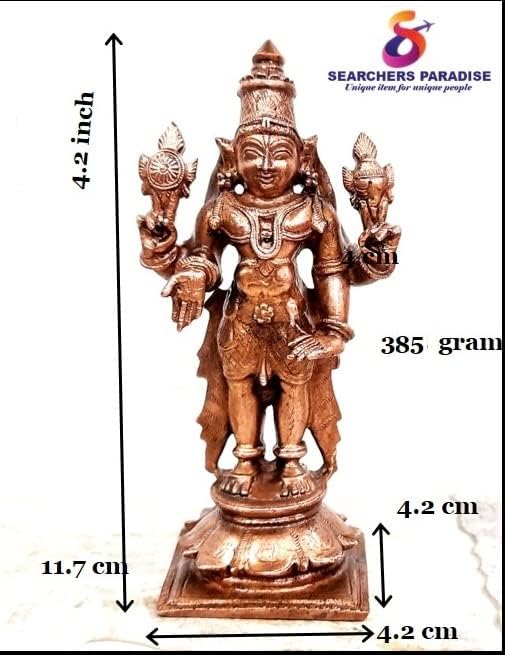 Image of Copper Idols India, 4.2 inches, Handmade Lord Venkateswara, 385 Grams, Patina Antique Finish, Pack of 1 Piece