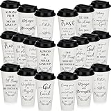Skylety 40 Pack Easter Christian Gifts for Men Women 16oz Reusable Bible Verse Tumbler Bulk Plastic Coffee Cup with Lid Inspirational Religious Church Gift for Mother Father Birthday (White)