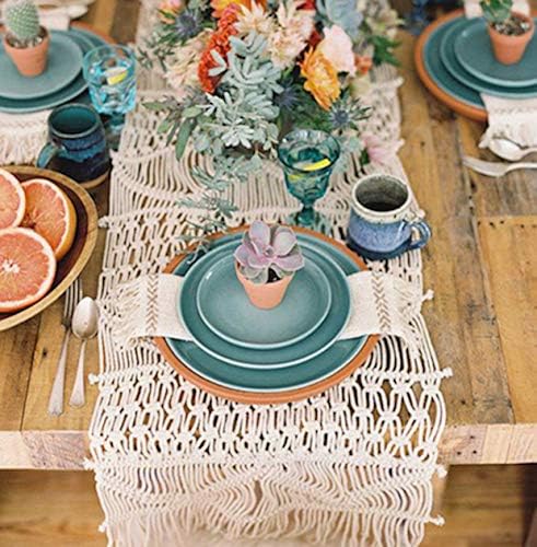 Macrame Table Runner Handwoven Boho Wedding Table Decoration Bedding Blanket,13.8"x 94"