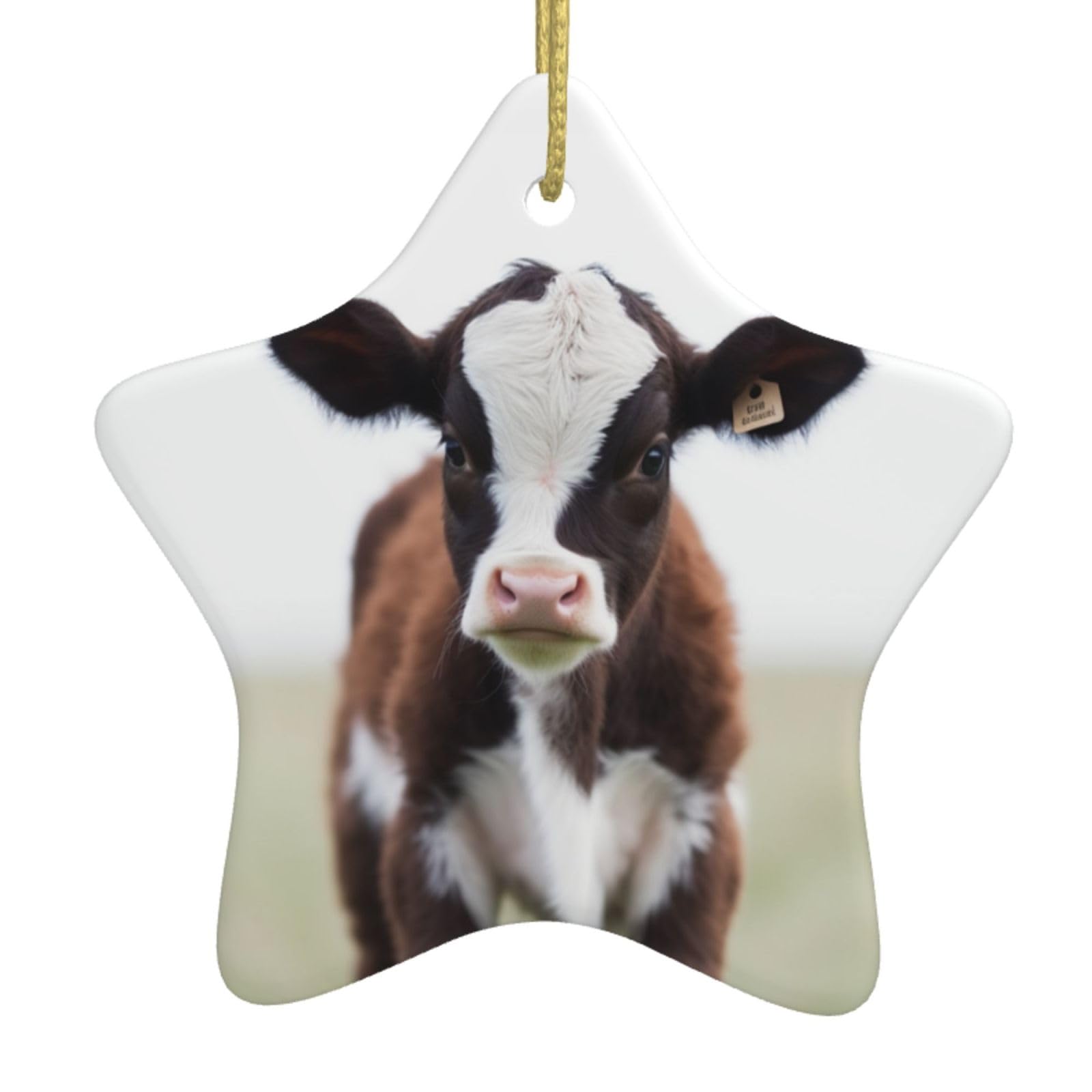 Fodpand Women's White Cow Christmas Ornaments 2025, Gift Exchange For Men, Collectible Ceramic Ornament Star Hanging Ornaments For Christmas Tree Decoration