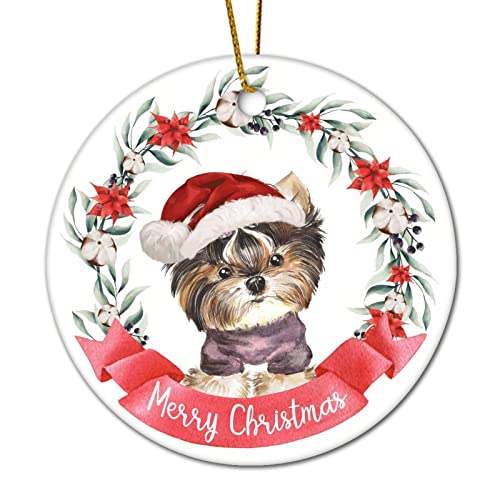 Christmas Tree Ornaments German Shepherd Funny Pet Ornament Christmas Decorations For Home House Bar Party Gift For Dog Mom 3" Ceramic Flat Porcelain Hanging Dog Ornament #TOP5