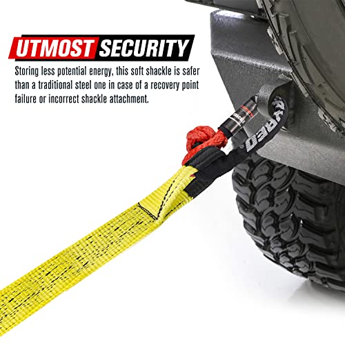 Fieryred Soft Shackle 1/2 Inch 22Inch Synthetic Rope 33000Lbs Breaking Strength With Recovery Snatch Ring Protective Sleeve Winch Recovery Kit For Towing Truck Suv Atv Utv 4X4 #TOP3