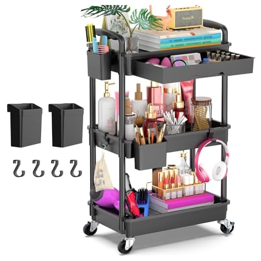 27+ Must-Try Desk Organization Ideas for a Tidy Workspace 5 Goovilla 3 Tier Rolling Utility Cart Organizer with Removable Drawer, Stable and Sturdy Black Rolling Storage Carts with 2 Lockable Wheels for Bathroom, Kitchen, Snack, Craft, Makeup, Baby Essentials