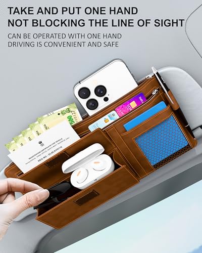 Image of FEDUS Pack of 2 Premium Car Sun Visor Organizer and Storage Car Document Holder, Sunglasses Holder for Car, Car All New Accessories Multipocket Pouch Auto Interior Accessories for Truck, SUV, Van