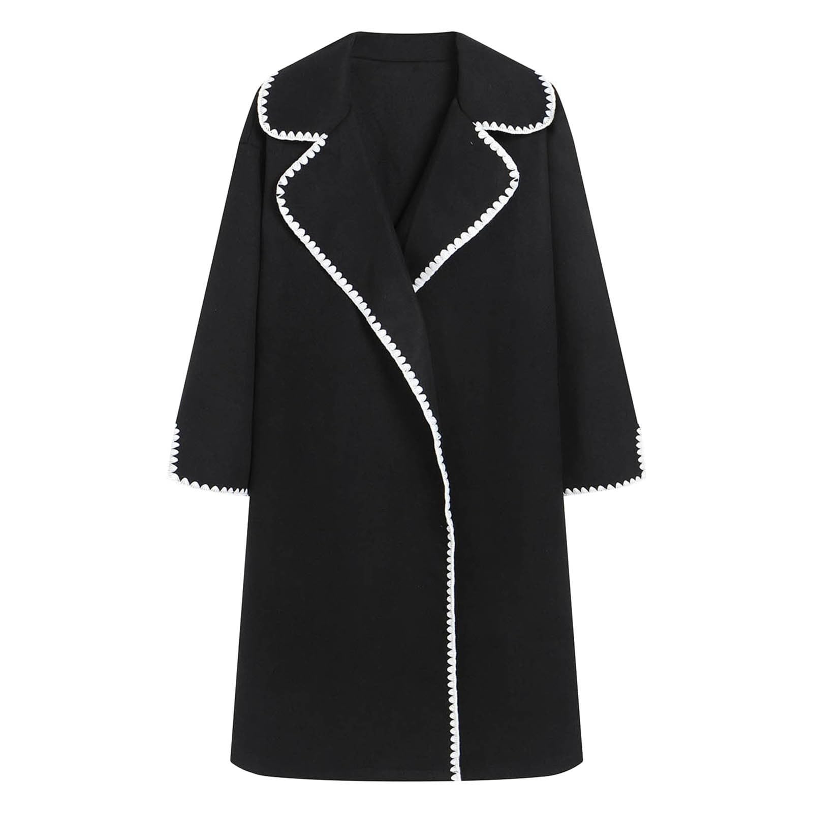 Damen Trenchcoat Lässiger Bequemer Warmer Tweed Mantel Langes Revers Mantel Casual Büro Overcoat Winter Outerwear Herbst Winter Strickjacke Elegante Lang Langarm Cardigan mit Taschen