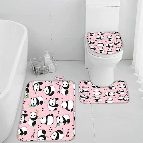 Badematten Set 3D 40x60 Panda Badezimmerteppich-Set absorbierend 3-teiliges maschinenwaschbare weich badteppich schnell…