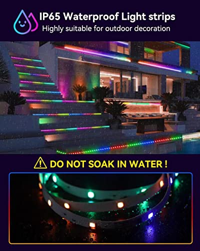 Skzlibry 65.6Ft Rgb+Ic Outdoor Led Strip Lights Waterproof, Rgb+Ic Led Light Strips With Ir+Rf Remote Controller, Music Sync Led Light Strip For Garden, Eaves, Deck #TOP2