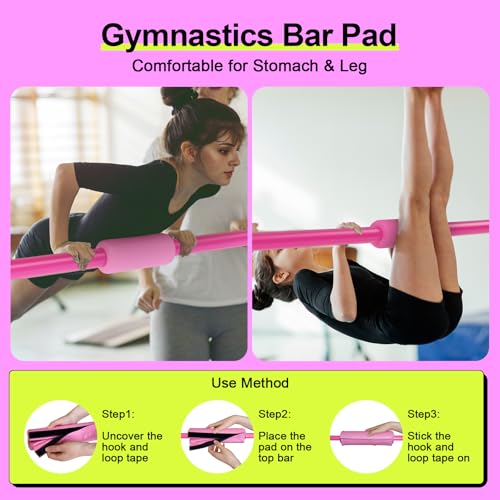 Safly Fun Gymnastics Bar for Kids 3-9, Foldable & Adjustable 35"-51", Supports 140Lbs with Pad, Easy to Assemble, Gymnastics Equipment for Indoor/Outdoor Training