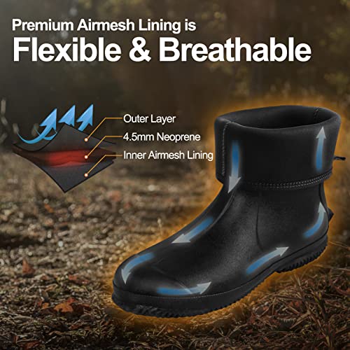 Rubber Boots for Men with Steel Shank, 6mm Neoprene Insulated Rain Boots, Mid Calf Waterproof Rubber Work Boots for Hunting, Gardening, Farming, Fishing4