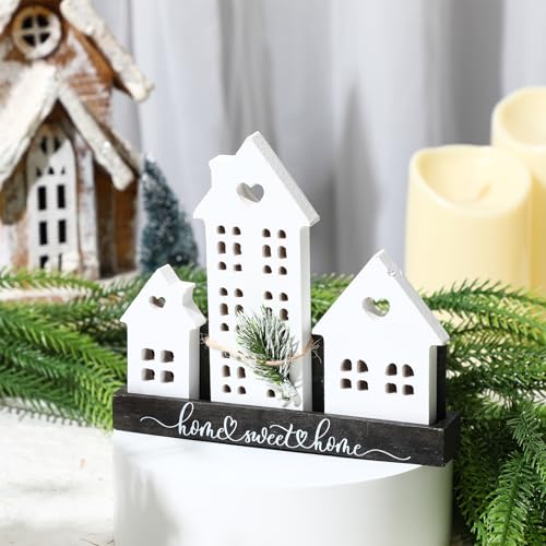 Yousoontic-1-Set-White-Village-Houses-Wooden-Farmhouse-Decorations-Home-Sweet-Tabletop-Decor-Sign-for-welcome-Centerpieces-House-Warming-Gifts-New-Home-Couple Yousoontic 1 Set White Village Houses Wooden Farmhouse Decorations Home Sweet Tabletop Decor Sign for welcome Centerpieces House Warming Gifts New Home Couple