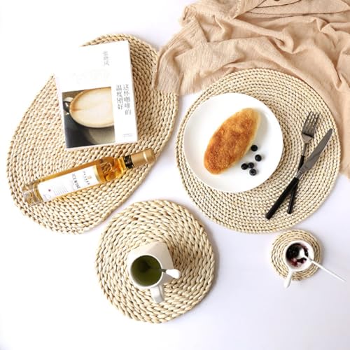 Set de table en paille tressée isolant thermique lot de 8 antidérapant pour restaurant - 3