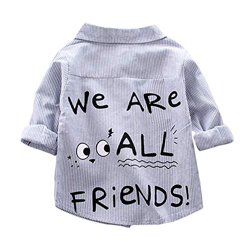 Gyratedream Lente Herfst Casual Baby Jongen Gestreepte Letter afdrukken Lange Mouw Shirt Kids Blouse - Image 3