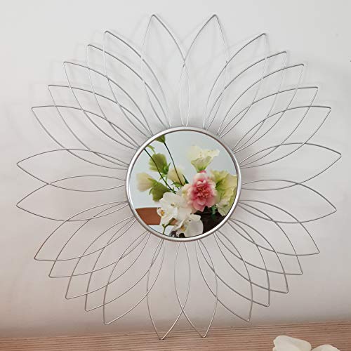 AUDACE DECO Miroir Mural Design - Miroir déco Forme Fleur - en métal - Coloris Argent Cover