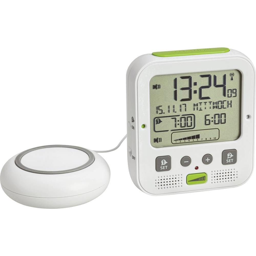 TFA Dostmann Boom Radio despertador con alarma de vibración (blanco)