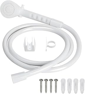 HZEL RV Shower Head with Hose, Non-Metallic Outdoor Camper Shower Head Replacement with Guide Ring & Shower Holder, Hand-Held RV Showering Set, Fit for Motorhome, Travel Trailers, Camper