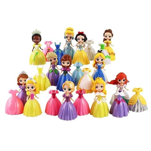 24Pcs Magic Clip Dolls Dress Princess Cinderella Belle Alice Snow White Ariel Rapunzel PVC Action Figures Toys Dolls Girls Gifts