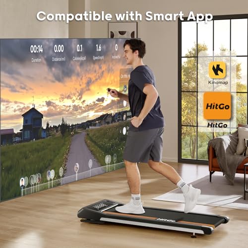 Image of HitGo Walking Pad for Home Office, 2026 Under Desk Treadmill with App, Remote, LED Display, Portable Small Design with Optional Incline or Foldable Handle
