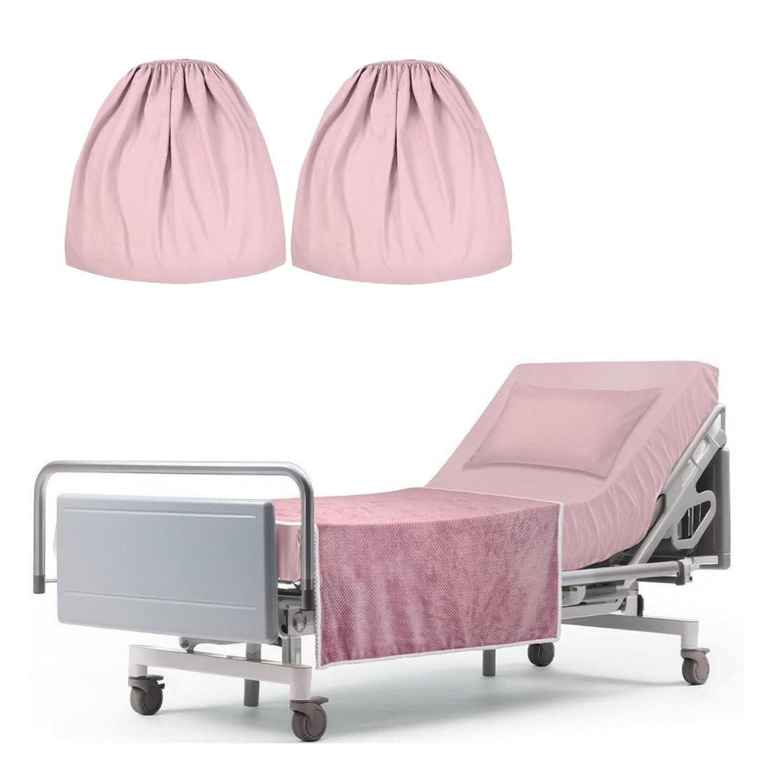 Daunkang Bariatric Hospital Bed Sheet Soft Microfiber Hospital Fitted Sheet Deep Pocket Fitted Sheets for Oversized Medical and Bariatric Mattresses Set of 2 Pink