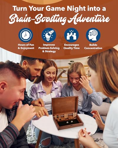 image for WE Games Shut-The-Box Board Game in Wooden Box with Dice, Brown, 11.11