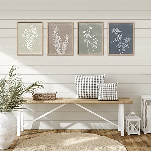 Liswit Framed Boho Wall Art Set Of 4 For Wooded Minimalist Botanical Print Wall Art For Rustic Vintage Farmhouse Home Kitchen Wall Decor  thumb #2