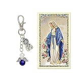 Elysian Gift Shop Blessed Mother Keychain Clip with Sapphire Guardian Angel Crystal Bead Charm and...