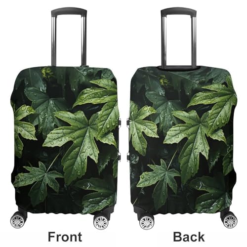 Green Leaves Pattern Suitcase Cover Washable Luggage Cover Dust-proof Luggage Protector Cover Anti-Scratch Travel Suitcase Protector Fits 18-32 Inch Luggage M3