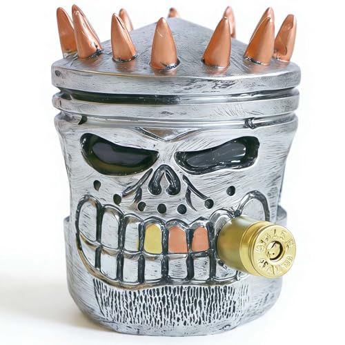 Escultura de Calavera con Pistón Tallado de Resina