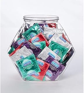 Durex Condom Fish Bowl Natural Rubber Latex Bulk Condoms, 144 Count, a Variety Pack Assortment of Ultra Fine & Lubricated Condoms for Men