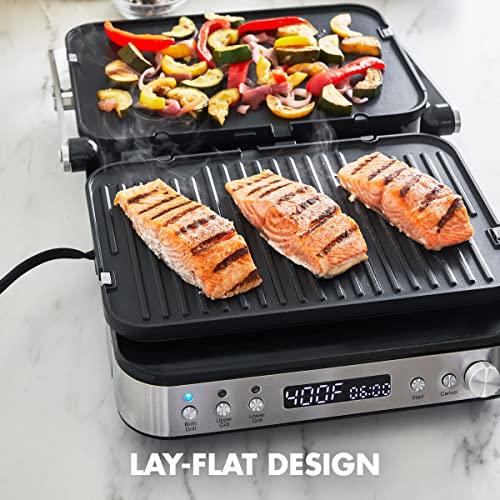 Greenpan Electric Indoor Stainless Steel 6-In-1 Contact Grill And Griddle, Healthy Ceramic Nonstick, Dishwasher Safe Reversible Plates, Pfas-Free #TOP4