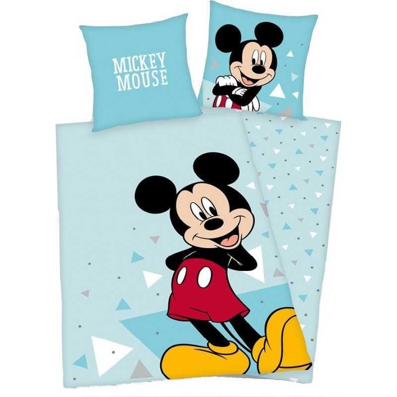 Parure de Lit Mickey en Microfibre - Housse de Couette Mickey 140x200 cm + Taie d'oreiller 63x63 cm (Mickey A)