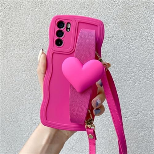 Étui en cuir rose avec lanière pour Samsung Galaxy A71 4G - 4