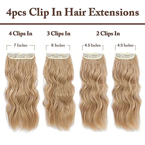 Hair Extensions Clip in 4pcs Beach Blonde Hair Extension Long Wavy Full Head Clip in Hair Extension Synthetic Fiber Hair Pieces for Women - Image 4
