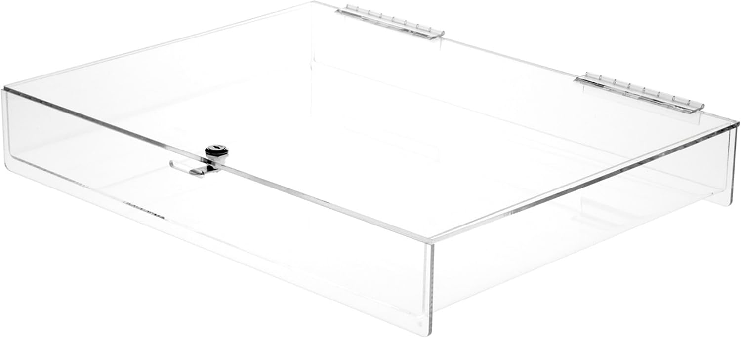 Plymor Clear Acrylic Locking Countertop Display Case, 3" H x 24" W x 18" D