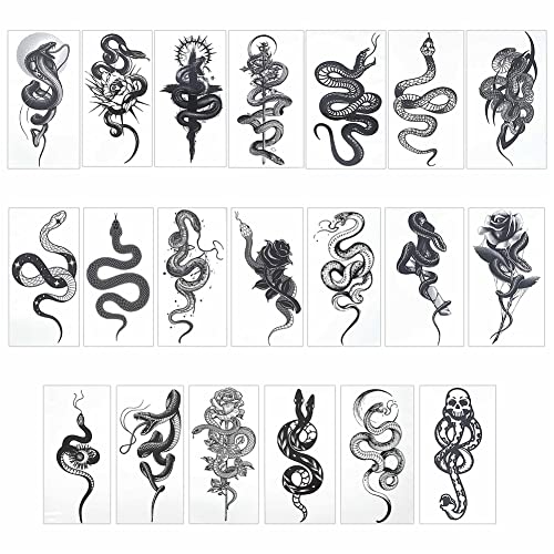 CRASPIRE 20 Sheets Hallowmas Snake Temporary Tattoos Gothic Black Rose and Snake Temporary Tattoo Stickers Waterproof Arm Neck Makeup Cosmos Tattoos Paper Stickers for Body Arm Neck Back Art CRASPIRE 20 Sheets Hallowmas Snake Temporary Tattoos Gothic Black Rose and Snake Temporary Tattoo Stickers Waterproof Arm Neck Makeup Cosmos Tattoos Paper Stickers for Body Arm Neck Back Art