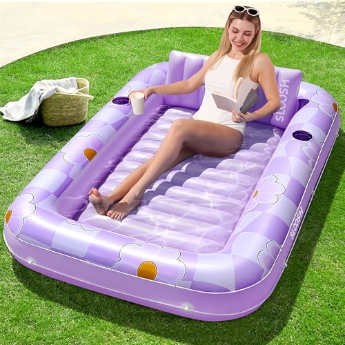 SLOOSH Inflatable Tanning Pool Lounger Float, 70" x 46" Pool Floa...