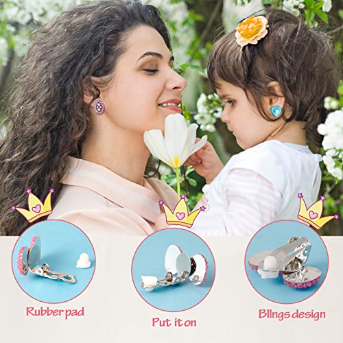 Image of Kids Clip On Earrings for Girls 20 /30 /40 Pairs Hypoallergenic Clip on Earrings for Kids Cute Animal Earrings for Little Girls Jewelry Set Party Favor Gift