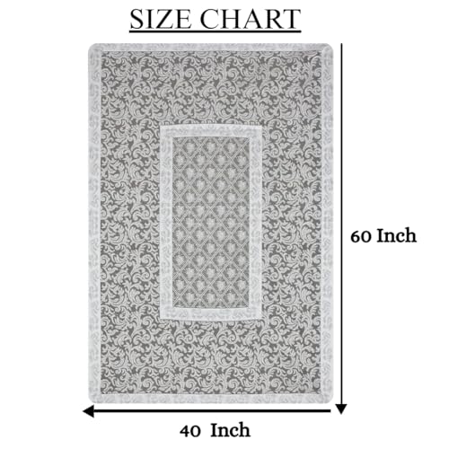Image of Cotton Net Embroidered Center & Dining Table Cover for 4 Seater | Rectangular 40x60 Inch | Lightweight & Washable Table Cloth | Pack of 1 (Grey)