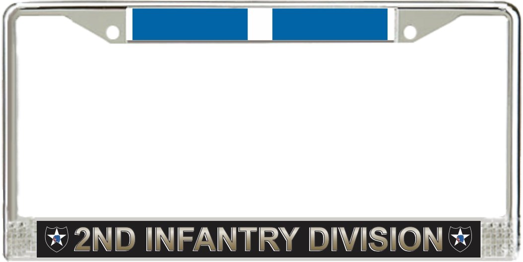 JR Studio US Army 2nd Infantry Division Korea Veteran Service Ribbon Military Veteran Stainless Steel Car Truck License Plate Frame Car Tag Holder