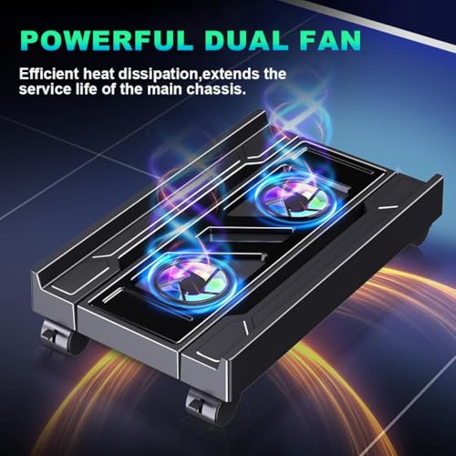Image of ZORBES Adjustable Mobile CPU Stand, Computer Tower Stand with Cooling Fan, 9-12.9'' CPU Holder with 4 Rolling Casters, Under Desk Bracket PC Floor Cart PC Riser for Office, Home and Classroom