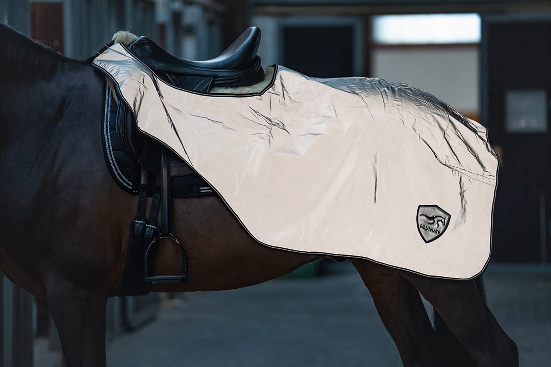 Equinate reflektierende Ausreitdecke Xtreme-Visible - Gr. M -Wasserdicht und Atmungsaktiv mit Fleeceinnenfutter - Für Pferd und Pony Weiß