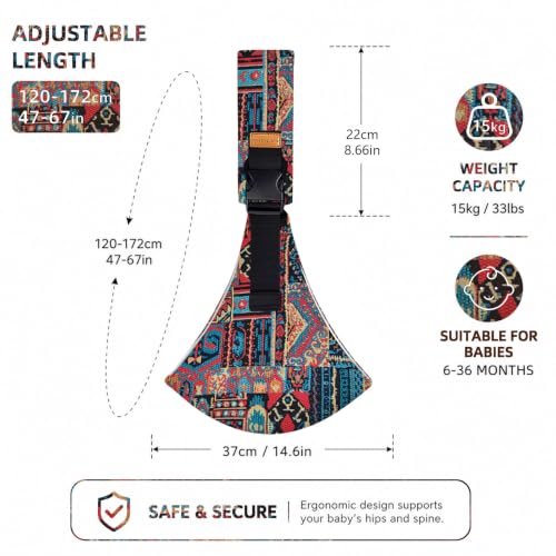 Image of Baby Carrier for 6 Months to 36 Months Baby, Adjustable Front Facing Baby Carrier, Ergonomic Support for Daily Walks and Travel, Comfortable Baby Sling Carrier (Colorful)