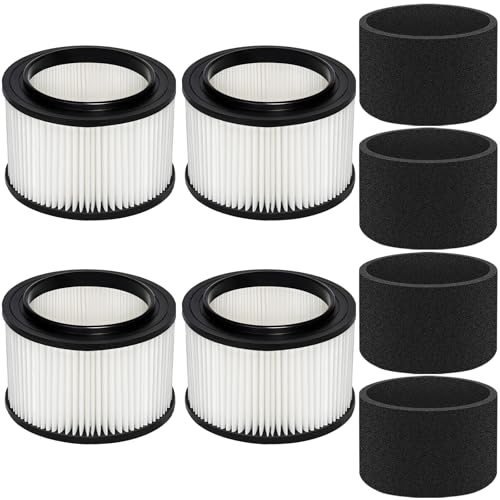 Image of 4 Pack 17810 Filter Replacement for Craftsman 9-17810 Fits 3 to 4 Gallon General Purpose Wet Dry Vacuum.(4 Filters+4 Foam Sleeves)