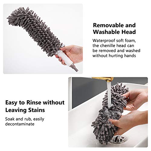 Microfiber Duster for Home, Homga Microfiber Duster Cleaning Kit with Telescoping Extension Pole 100 Inch, Reusable Bendable Dusters, Washable Lightweight Dusters for Cleaning Cobwebs Ceilings Fans - Thumbnail 7