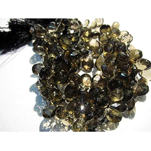 Quartz fumé perles briolettes poires facettées pour fabrication de collier et bracelet DIY