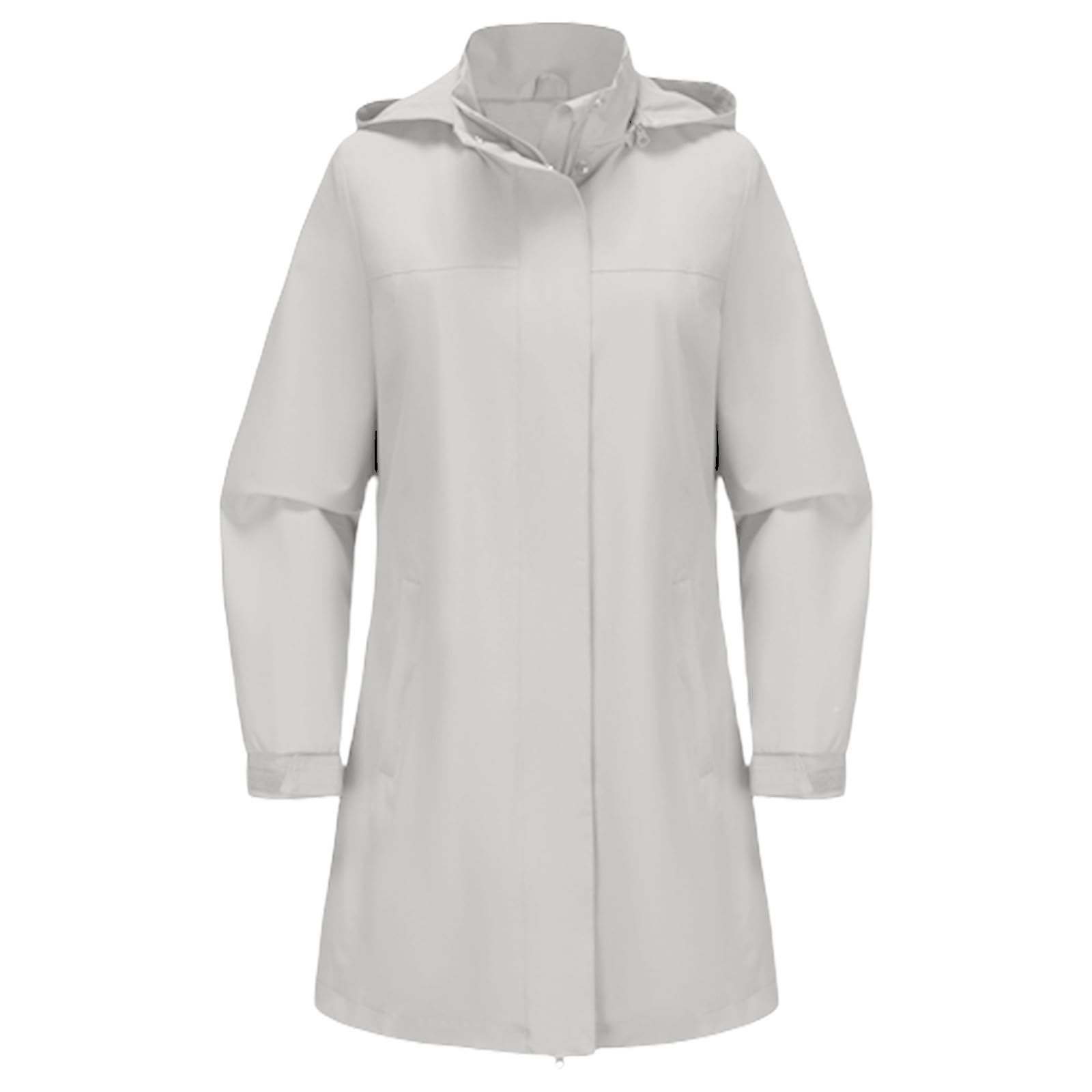 Generisch Poncho de lluvia para mujer, largo, impermeable, con capucha, transpirable, cortavientos, chaqueta de manga larga con cremallera, chaqueta ligera para el tiempo libre