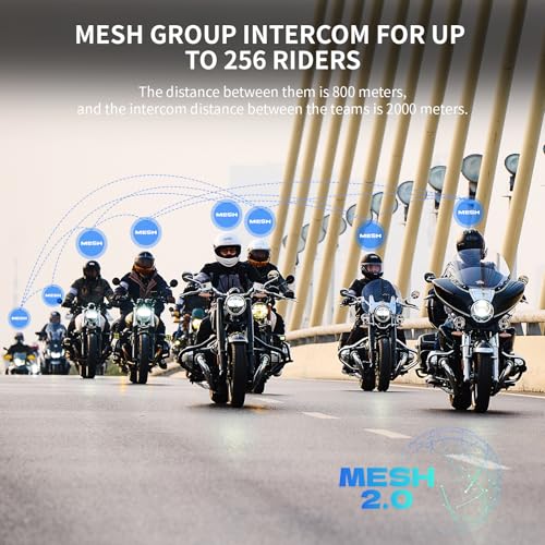 Image of FreedConn FX Plus Motorcycle Bluetooth Headset, Helmet Intercom Communication Systems with IP67 Waterproof, CVC and AI Noise Cancellation, Auto-Join Mesh Network 2-16 Riders, 1 Pack