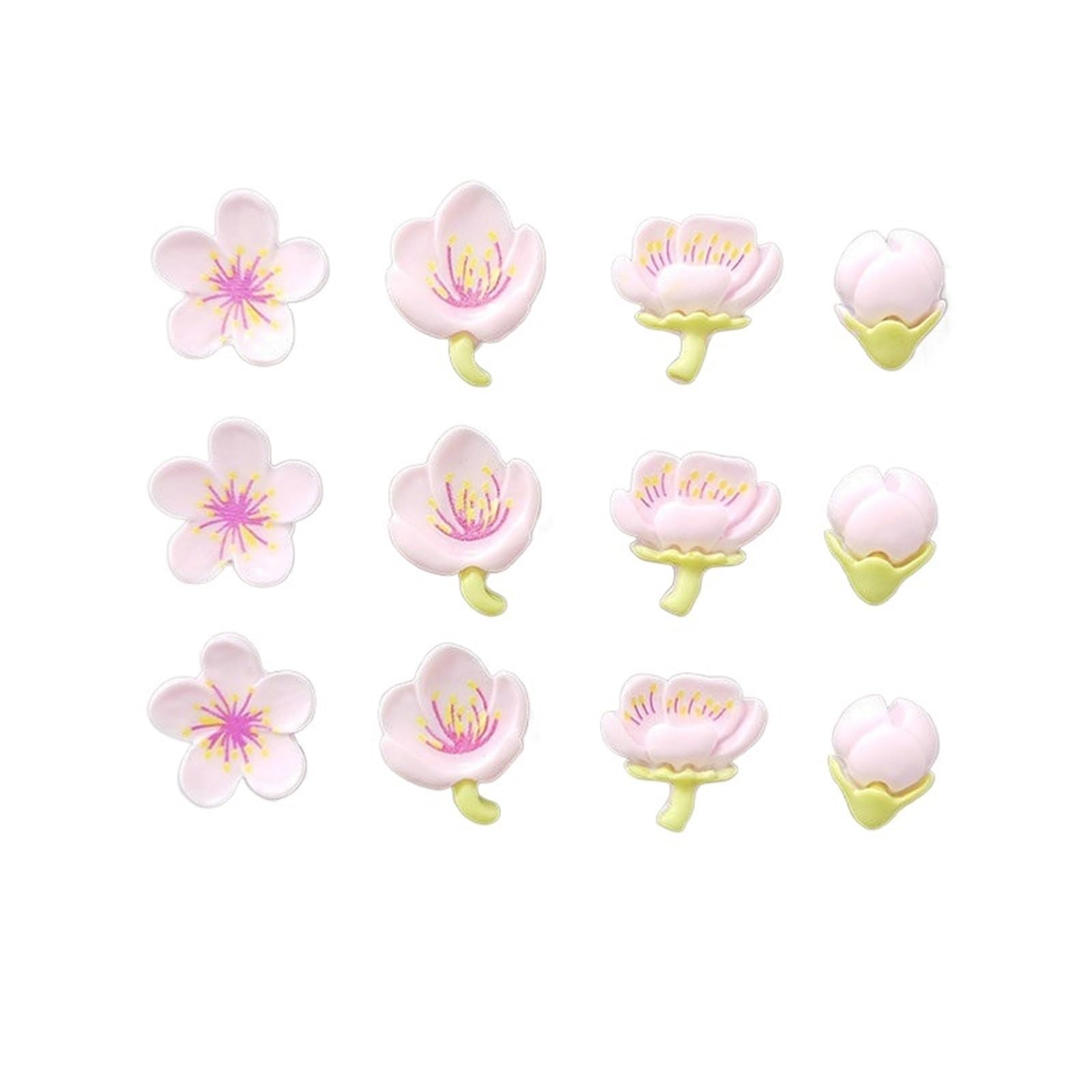 Glass Magnets 4/12pcs Fridge Magnets Blossom Cherry Flower Refrigerator Magnetic Sticker Message Whiteboard(Pink 12 pcs)