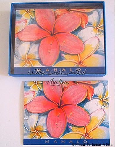 Hawaiian PLUMERIA & WATER Boxed Mahalo (Thank You) Card Set