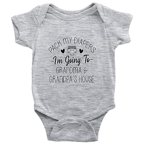 Image of Yeavomeny Pack My Diaper Bag I'm Going To Grandma's House Baby Rompers Bodysuit Infant Long Sleeve Playsuit